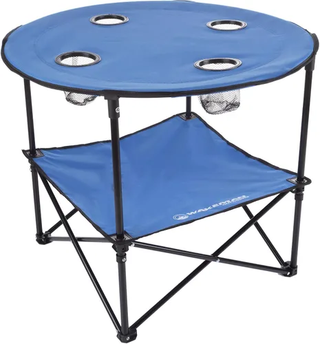 Vista 6 de Mesa de Camping - Mesa Plegable de 2 Niveles con 4 Portavasos y Bolsa de Transporte para Picnic, Tailgate, Playa o Campamento - Equipo de Camping