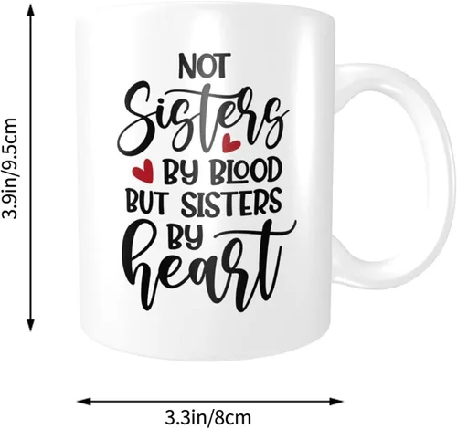 Vista 2 de Taza de café de cerámica Not Sisters by Blood but Sisters by Heart