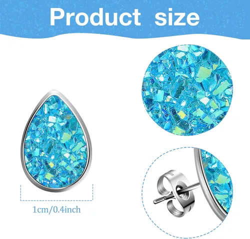 Vista 4 de Juego de 20 pares de aretes tipo dormilona de acero inoxidable, aretes perforados, joyería para mujer