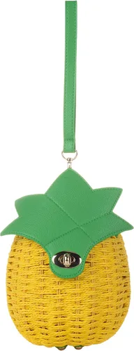 Vista 3 de QZUnique Bolso bandolera de paja de frutas, tejido a mano, bolso cruzado de verano, playa, mar, fresa, piña, sandía