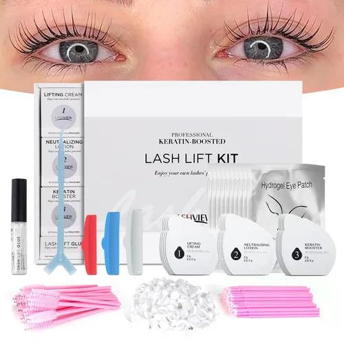 Vista 15 de LASHVIEW Kit de elevación de pestañas, kit profesional de pestañas permanentes, conjunto líquido, semipermanente, rizado permanente, extensión