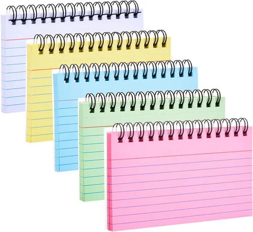 Vista 8 de FRIUSATE 150 hojas tarjetas flash 3x5 pulgadas tarjetas de índice encuadernadas en espiral tarjetas de índice rayadas de colores con anillo tarjetas