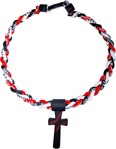 Vista 22 de Collar de cuerda de béisbol con cruz de silicona