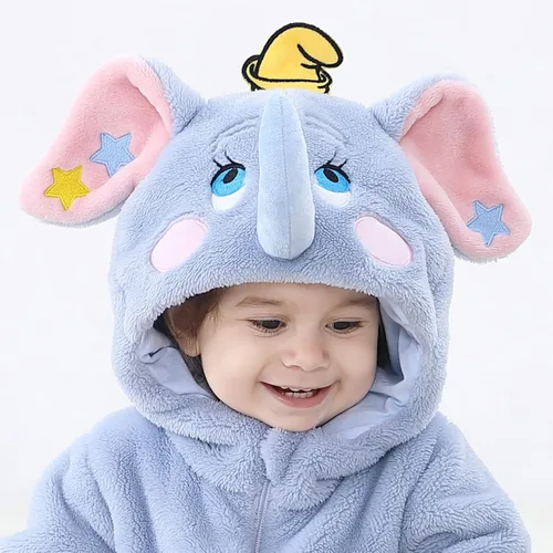 Vista 7 de Omkzanbi Disfraz de Halloween para bebé niña y niño, lindo animal de granja, con cremallera, enterizo de franela con capucha para niños pequeños