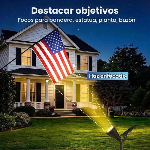 Vista 2 de JEJOT Paquete de 6 focos solares impermeables para exteriores con haz de Blanco cálido
