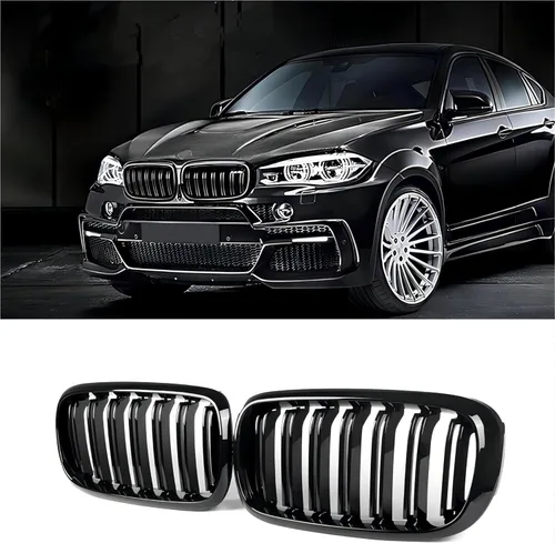 Vista 13 de X5 E70 - Rejilla de riñón de color negro brillante M para BMW X5 E70 X6 E71 2007-2014 (láminas dobles de color M)