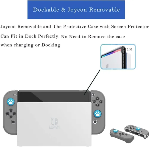 Vista 2 de GUTIAL Funda acoplable para Nintendo Switch OLED modelo 2021 - Bonita funda protectora para Nintendo Switch OLED de 7 pulgadas y controlador Joy-Con