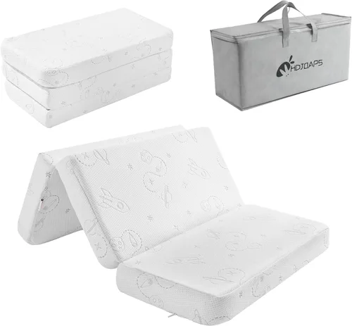 Vista 10 de Colchón Pack and Play de 38 x 26 pulgadas (1.5 pulgadas de grosor), protector de colchón de cuna para corral, colchón Pack n Play con funda suave