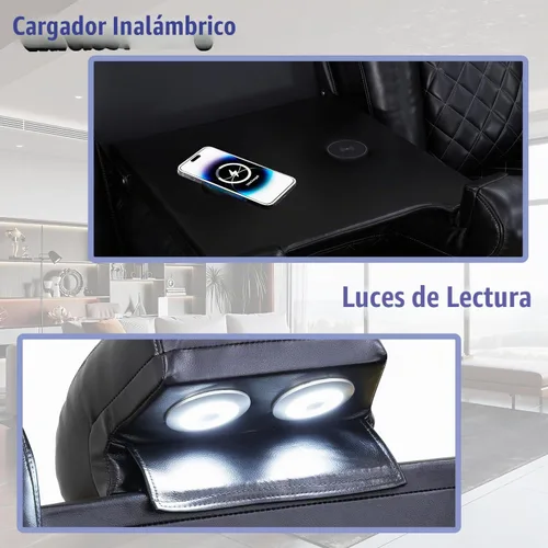 Vista 4 de Juego de sofás reclinables eléctricos, juegos de muebles de sala de estar, sofá reclinable eléctrico moderno negro, sofá biplaza y silla