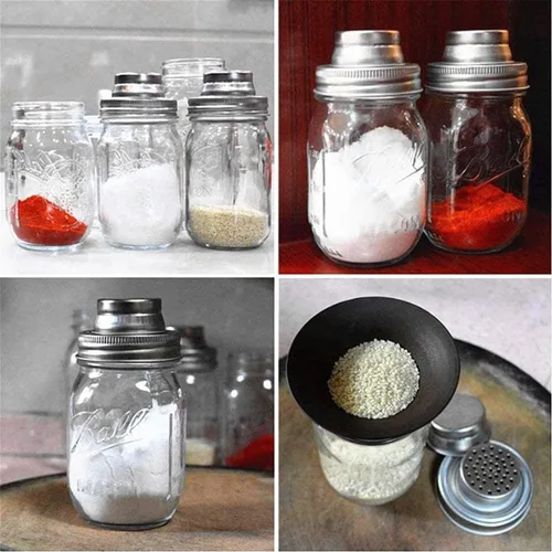 Vista 7 de Sprout Sprouting Mesh Strainer Shaker Tapas Kit para Tarro Mason Tapa Plata 2 Pack
