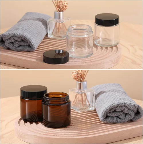 Vista 7 de Norme 24 Frascos de Vidrio de 4 oz con Tapas Herméticos Redondos a Prueba de Fugas Frascos Cosméticos Vacíos con Revestimientos Internos en la Tapa