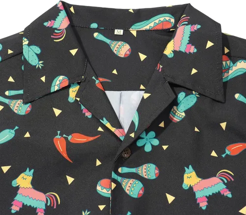 Vista 48 de Camisa hawaiana para hombre, con estampado floral, cómoda, con botones, casual, manga corta, ropa de playa para hombre