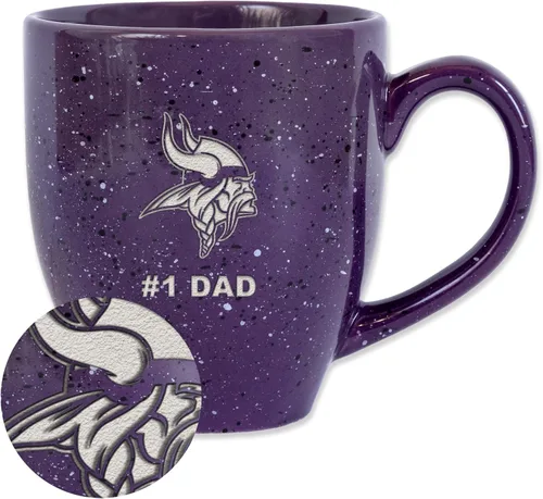 Vista 48 de Rico Industries NFL Football #1 Dad 16 oz Team Color Laser Engraved Ceramic Coffee Mug