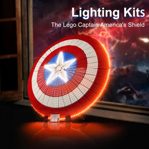 Vista 6 de Kit de luz LED para Lego Marvel Captain America's Shield 76262, kit de iluminación creativa compatible con Lego 76262 (solo luces, sin juego de Lego)