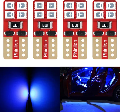 Vista 10 de PHINLION 12V T10 168 194 Bombillas LED amarillas ámbar, súper brillantes, miniatura 2835 8-SMD, cuña 12961 12396 para luces interiores de coche