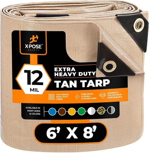 Vista 9 de Xpose Safety Lona protectora de polietileno plateado resistente de 5 x 7 pies - Funda protectora multiusos - Duradera, resistente al agua