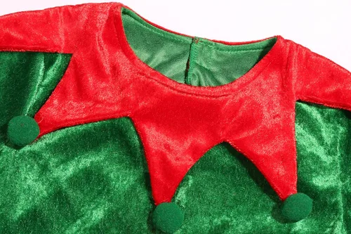 Vista 5 de Soyoekbt Disfraz de elfo de Navidad para niños, disfraz de ayudante de Papá Noel para niños y niñas, disfraz festivo de Navidad