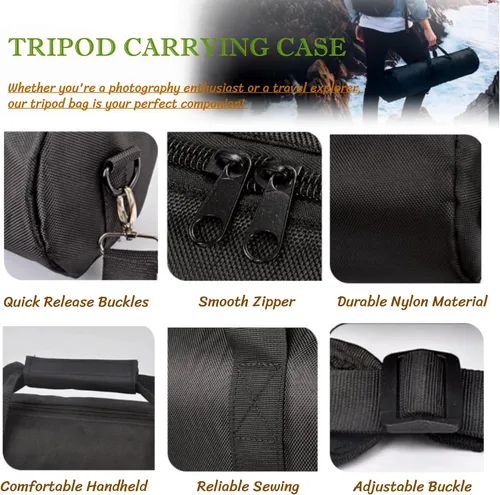 Vista 4 de BLIRITEL Funda de transporte para trípode de 27.6 pulgadas, bolsa de trípode acolchada resistente con correa para el hombro para soporte ligero