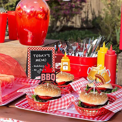 Vista 8 de 36 piezas de decoración de cupcakes temáticos de barbacoa temática de tartas para decoración de verano con temática de barbacoa de cumpleaños, baby