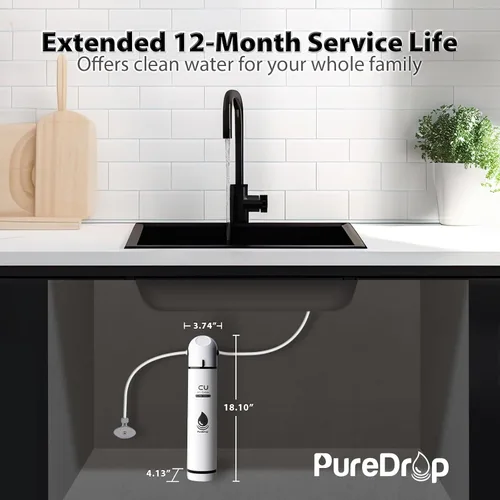 Vista 4 de PureDrop PDR-16KCU - Filtro de agua para debajo del fregadero, ultra filtración de 0.01 μm, sistema de filtración compuesto debajo del fregadero