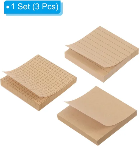 Vista 3 de PATIKIL Notas adhesivas de 3 x 3 pulgadas, paquete de 3 cuadrículas forradas en blanco, 80 hojas/blocs de notas para oficina en casa, negocios