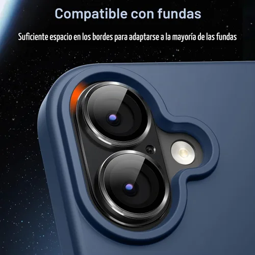 Vista 7 de JETech Protector de lente de cámara para iPhone 17, negro, paquete de 1 Vidrio templado 9H de cobertura completa, acabado de metal mate