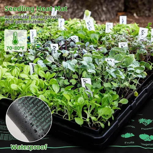 Vista 7 de Bandejas de inicio de semillas con luces de cultivo y tapete térmico, kit de inicio de semillas de 72 celdas con luces, 3 modos de iluminación
