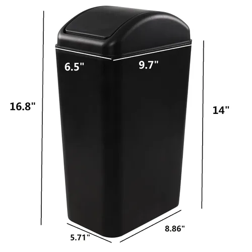 Vista 2 de Cubo de basura negro de 14 litros/3.5 galones, cubo de basura delgado para espacios estrechos, F