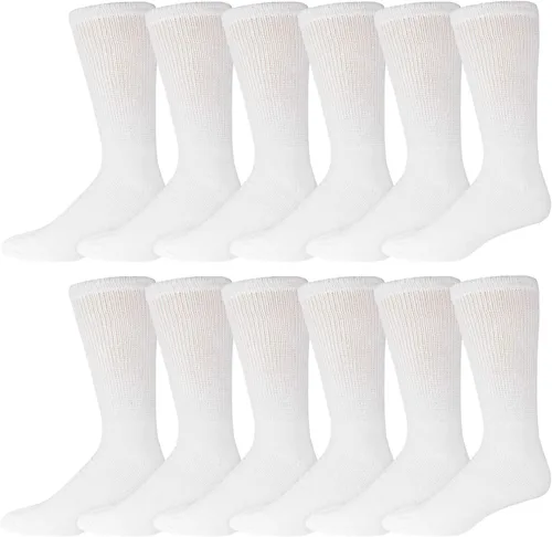 Vista 22 de 6 pares de calcetines tipo crew de algodón para diabéticos sin compresión para neuropatía