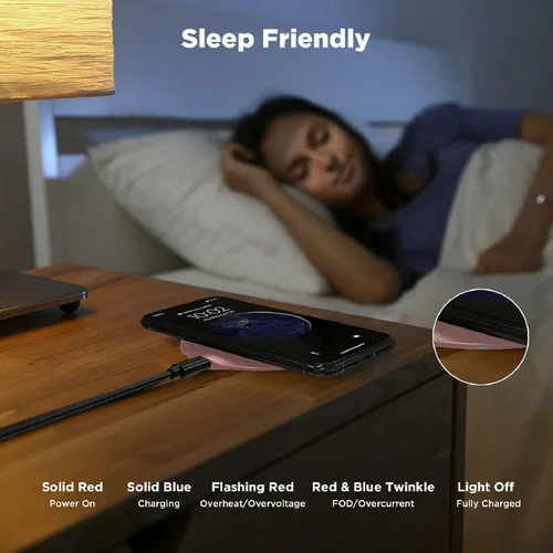 Vista 4 de Cargador inalámbrico de 15 W rosa rápido compatible con T-Mobile REVVL 7 PRO 5G, almohadilla de carga delgada de carga rápida