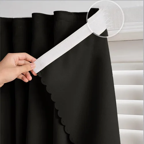 Vista 31 de Cortinas autoadhesivas, sin taladrar, sin varilla, cortinas opacas fáciles de instalar para persianas de ventana, dormitorio