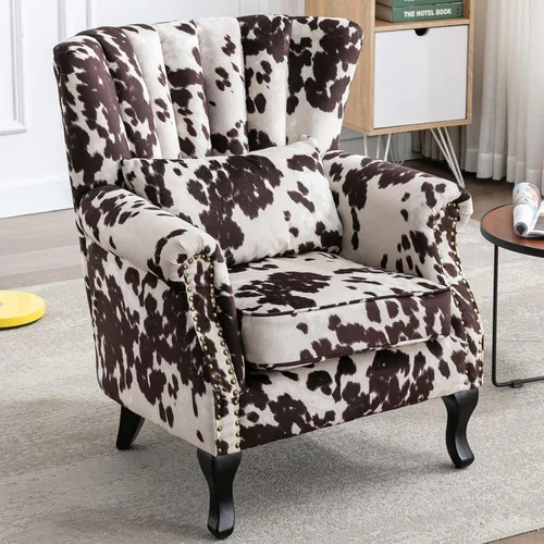 Vista 37 de Sillas de Brazo de Lectura Accent Sillas Midcentury Modernas Cómodas Silla de Sofá de Esquina, Silla de Club Wingback de Sala de Espera con Respaldo