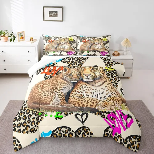 Vista 55 de Juego de ropa de cama Happy Camping de Homewish, tamaño individual, con diseño de osos cazadores y pinos, para niños, hombres, adultos, decoración