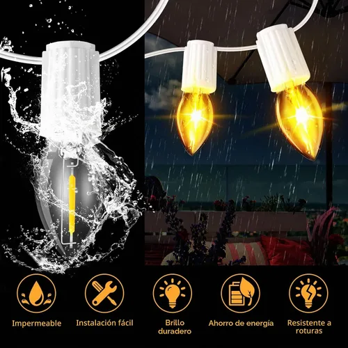 Vista 2 de Guirnalda de luces LED para toldo y paraguas, impermeable