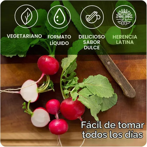 Vista 4 de Rabano Yodado de El Salvador Yodo + B1, B6 y B12 8 onzas líquidas 1 paquete Líquido de rábano ionizado con yodo y vitaminas B para energía