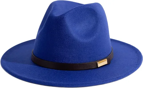 Vista 14 de Sombreros Fedora para hombre, sombrero Panamá de ala ancha con cinturón clásico Unisex Felt Fedora, Adjustable Fit, Breathable Sweatband, All-Day