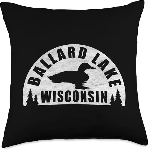 Vista 4 de Birds Eye Works Ballard Lake Northern Wisconsin Loon - Almohada de 16 x 16 pulgadas, multicolor