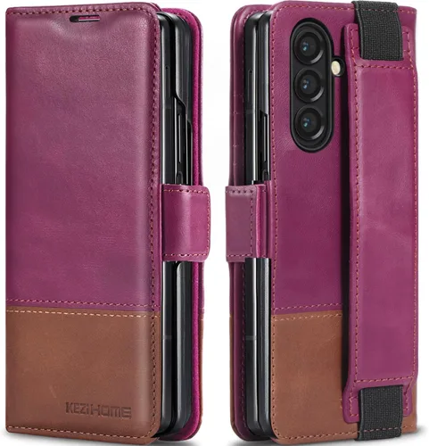 Vista 30 de KEZiHOME Funda tipo cartera de piel auténtica para Samsung Galaxy Z Fold 6 Negro