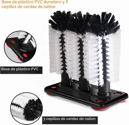 Vista 4 de Limpiador de cepillos para lavadora de vidrio - 3 cepillos por base