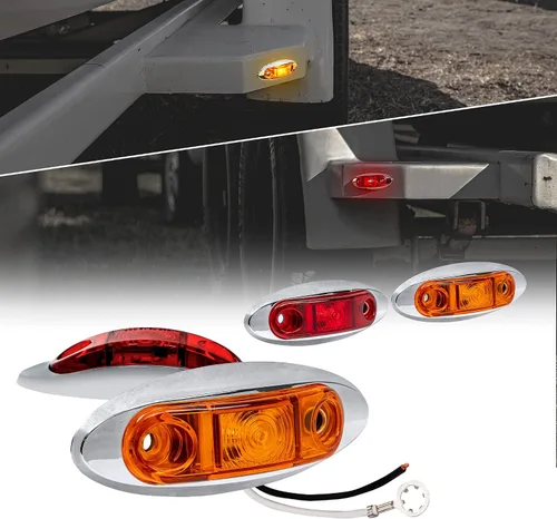Vista 9 de TRUE MODS Luz de marcador LED de 2.5" ámbar para remolque con bisel cromado [DOT FMVSS 108] [SAE P2] [montaje superficial] [impermeable IP67] Luces