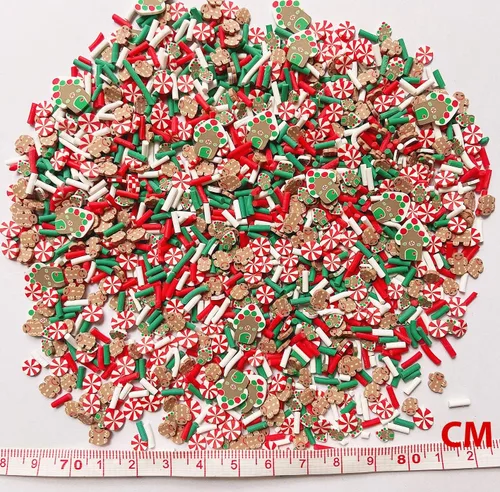 Vista 3 de EHOPE Rebanadas de Navidad, chispas falsas de resina, chispas de caramelo falso, gránulos de arcilla, chispas de polímero, rodajas de arcilla Casa