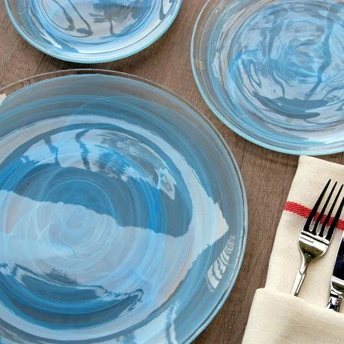 Vista 3 de Red Pomegranate NUAGE 12 PCS. JUEGO PLATOS AZUL, aqua, 11", 8", 6.5", 0809-6