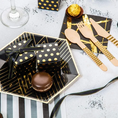 Vista 3 de AWELL Caja de dulces de regalo negra con puntos dorados a granel de 2 x 2 x 2 pulgadas con cinta para recuerdos de fiesta, puntos dorados, paquete