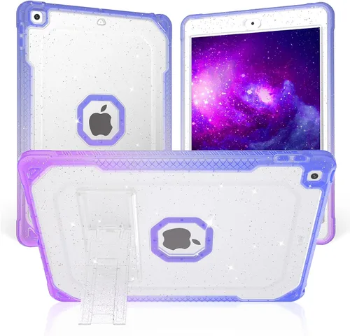 Vista 8 de ZoneFoker Funda para iPad de 9ª generación, para iPad de 8ª/7ª generación de 10.2 pulgadas Funda 2021/2020/2019, transparente con purpurina