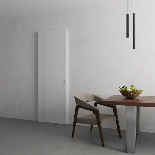 Vista 5 de SARTODOORS Interior Hidden Barn Basic 0111 Arctic White Puertas de chapa de madera Juego deslizante oculto mágico 24 x 80 pulgadas