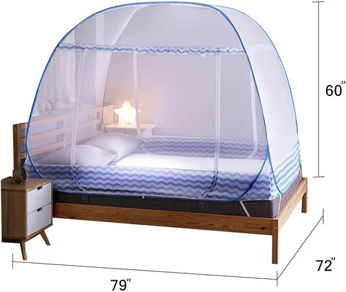 Vista 2 de Jsanh Mosquitera plegable para tienda de campaña, cortinas para camas, red portátil de tamaño King con parte inferior para bebés y adultos de 80 x
