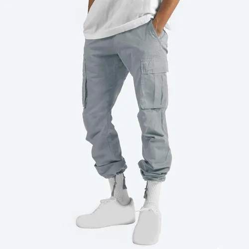 Vista 8 de Pantalones de carga para hombre, pantalones tácticos de senderismo, pantalones holgados de entrenamiento de pierna ancha, elásticos, pantalones