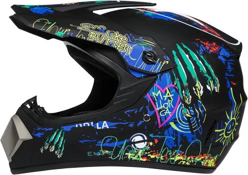 Vista 2 de Youth Sport Full-Face Helmet for BMX, Mountain Bike & Off-Road Motocross Helmet, DOT Certified Motorcycle Helmet for Dirt Bike & ATV, Lightweight