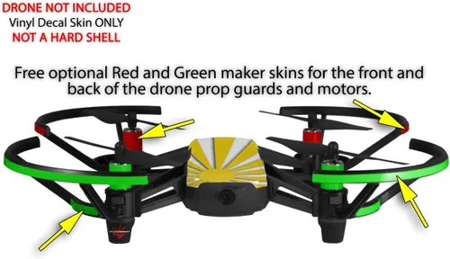 Vista 3 de Skin Wrap 2 Pack para DJI Ryze Tello Drone sol Naciente japonés bandera amarillo Drone No Incluidas