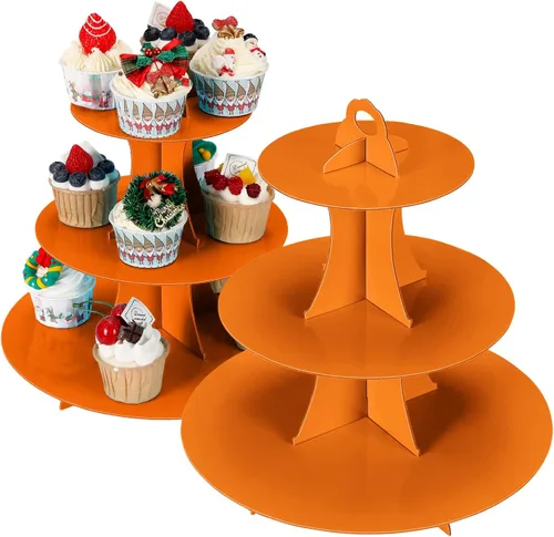 Vista 7 de YLDW Soporte para Cupcakes de 3 Niveles, Soporte para Pastel, Torre de Soporte para Cupcakes DIY Escalonada para Exhibiciones de Mesa de Postres